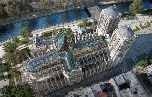 Витражная альтернатива: крыша для Собора Парижской Богоматери от голландской студии trnsfrm